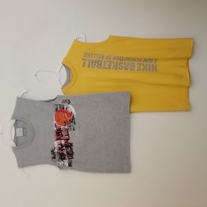 Nike Lot Of 2, Yellow & Gray Sleeveless Tank Top Basketball T-Shirts S